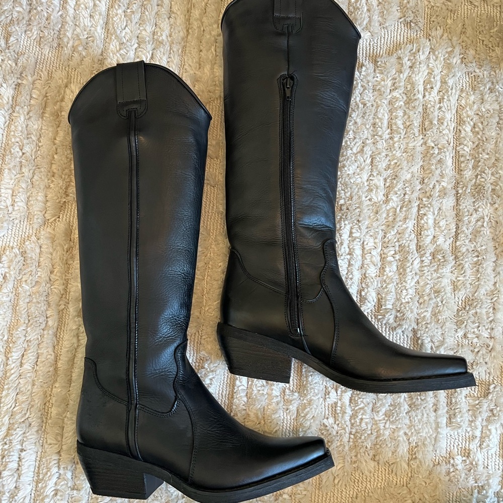 Steve Madden black cowboy boots